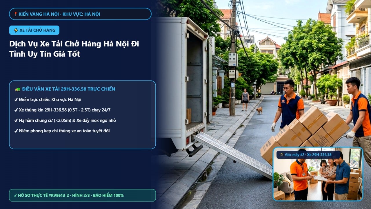 xe tải chở hàng - Dịch Vụ Xe Tải Chở Hàng Hà Nội Đi Tỉnh Uy Tín Giá Tốt | Kiến Vàng Hà Nội (Hình thực tế 2 - Mã #KV8613-2)